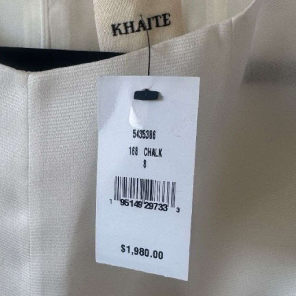 KHAITE Mags Silk Gazar Mini Dress in Chalk White - Size 8 - NWT - Picture 4 of 10